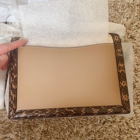 Coach Hutton Shoulder Bag In Blocked Signature Canvas With Snakeskin Detail - Picture 6 of 13